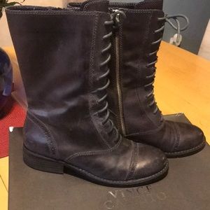 Vince Camuto Grey/Distressed Leather Combat Boot